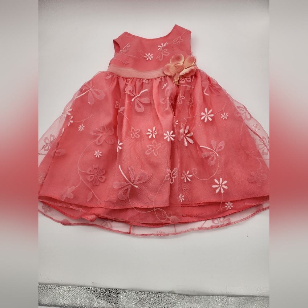 Kids dressess Bonnie jean kids Dress, peachy orange color, with pleated belt and